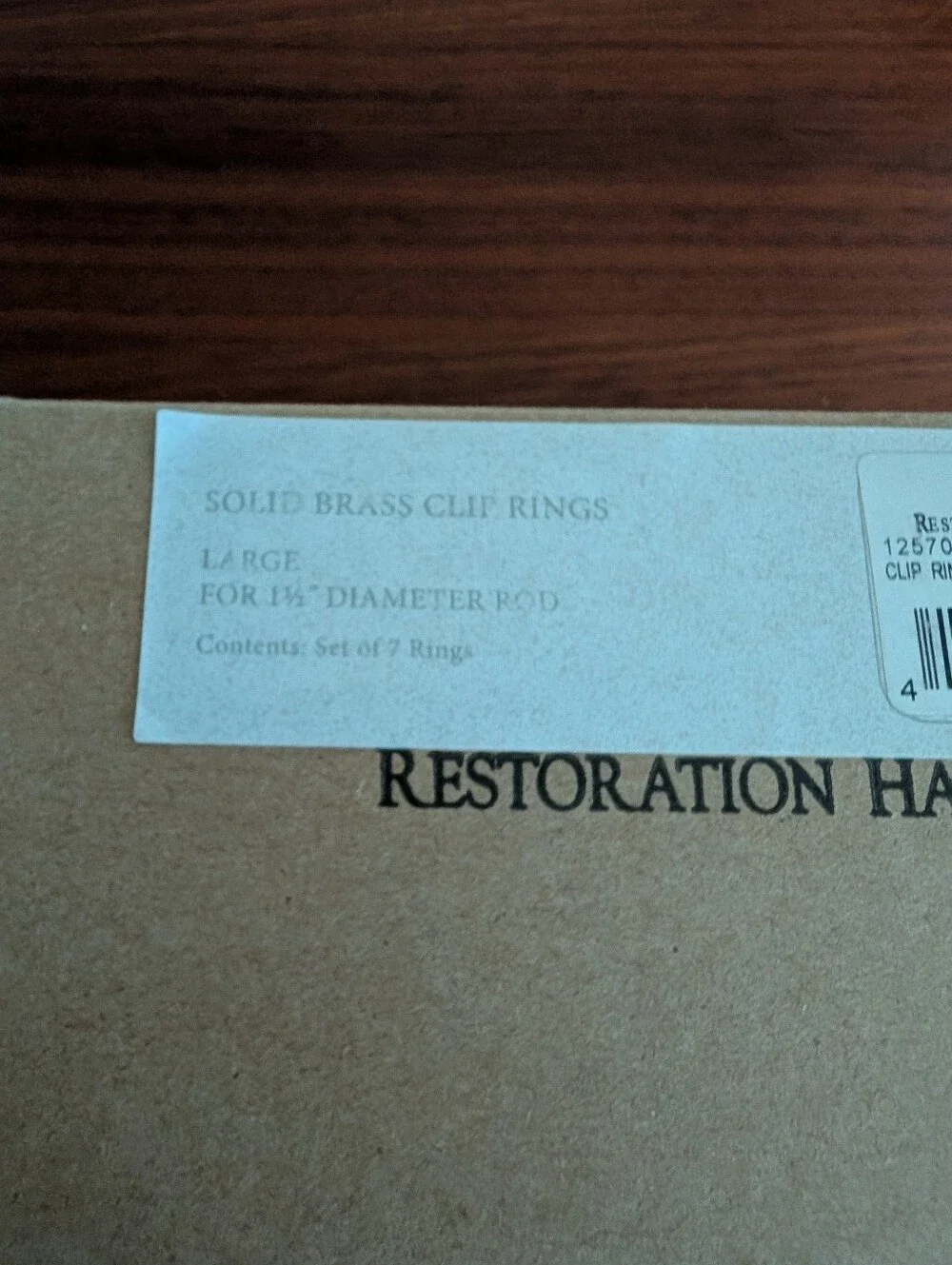 Restoration Hardware Estate Clip Rings Brass 7 Fits 1.5